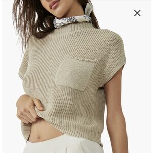 Free People Freya Oatmeal/Light Tan Knit Top Size M
